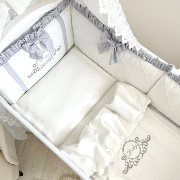 Lenjerie Patut Bebe Copii 6 piese Baby King gri (6)